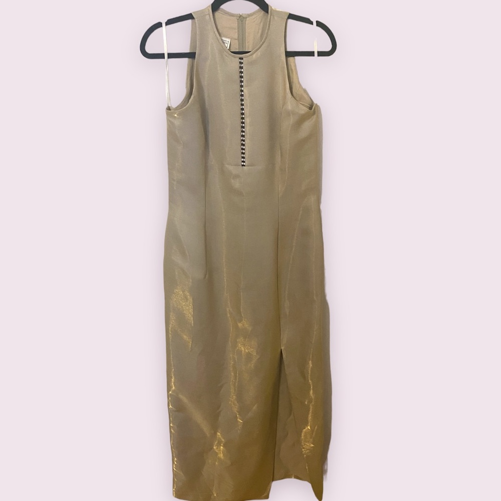 Gunne Sax Jessica McClintock Champagne Dress Sleeveless Vintage